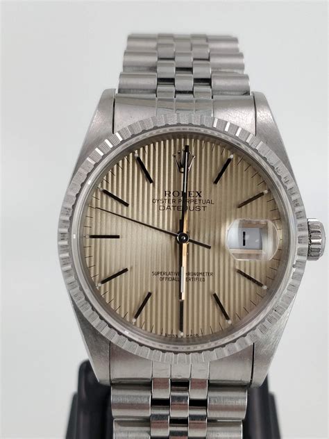 rolex black tapestry dial|rolex datejust 16220 for sale.